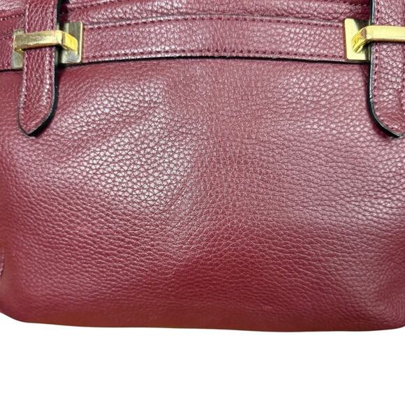 Giani Bernini Pebble Leather Burgundy Crossbody Shoulder Bag Purse Gold Tone - Picture 2 of 16